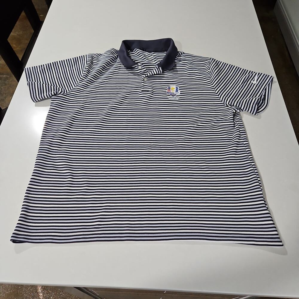 Nike Ryder Cup 2020 Whistling Straits Golf Polo Mens XL Dri-FIT B&W Striped
